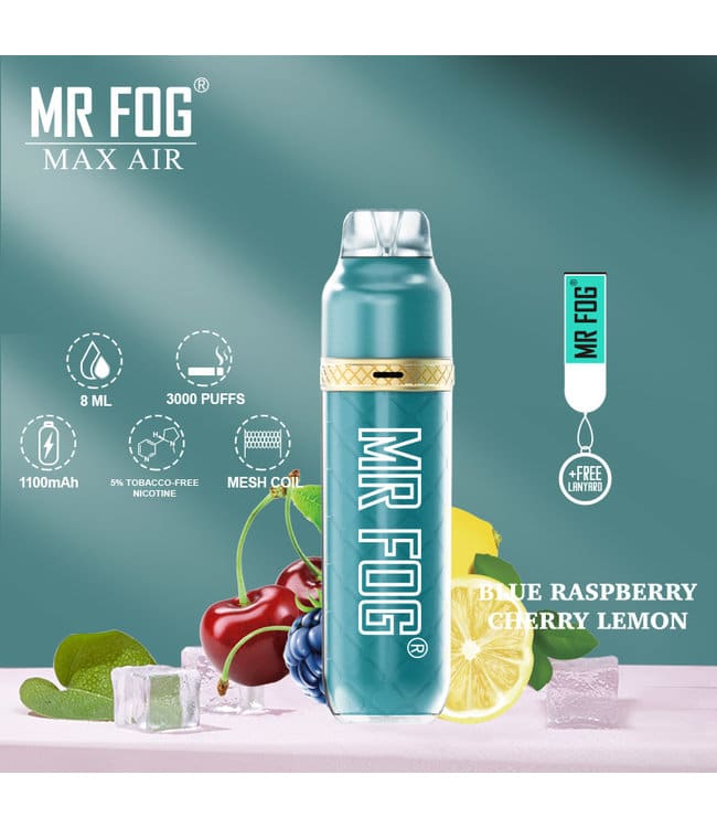 Blue Raspberry Cherry Lemon Mr Fog Max Air Disposable Vape 4175