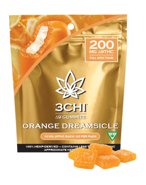 3 Chi Delta 9 THC Gummies Orange Dreamsicle