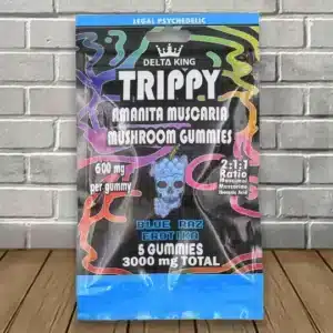 DELTA KING TRIPPY AMANITA MUSCAIRA MUSHROOM GUMMIES 3000MG BLUE RAZ EROTIKA