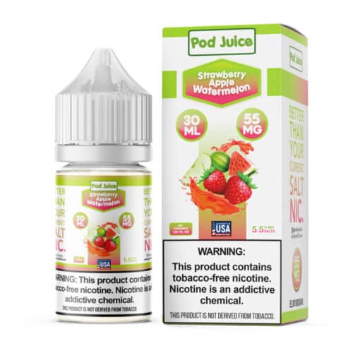 Pod Juice 3mg tf Nicotine Salt e Liquid 30ml Strawberry Apple Watermelon