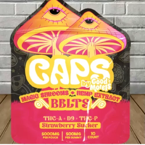 Strawberry Sucker Caps Magic Shrooms Hemp Extract Sour Belts 5000mg